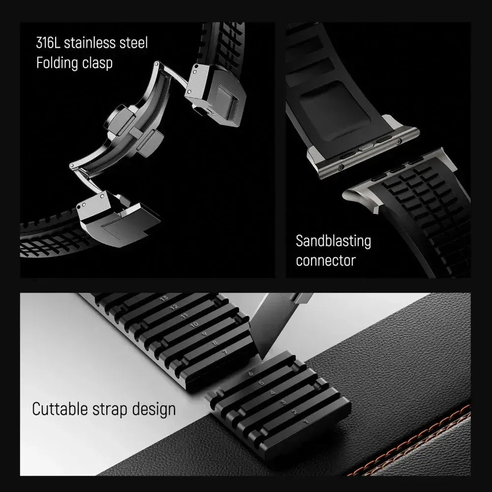 Sports Silicone Band Compatible with Apple Watch – Folding Clasp-Tivra-Viva Timepiece