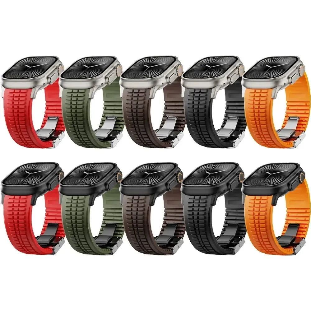 Sports Silicone Band Compatible with Apple Watch – Folding Clasp-Tivra-Viva Timepiece