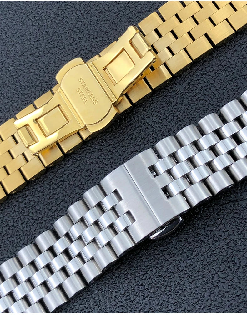 Stainless Steel Jubilee Bracelet 12mm–22mm – Straight / Curved End-ChronoCraft-Viva Timepiece