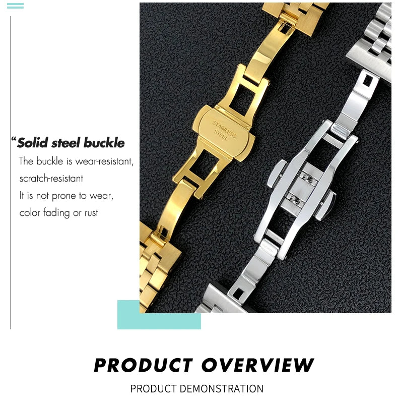 Stainless Steel Jubilee Bracelet 12mm–22mm – Straight / Curved End-ChronoCraft-Viva Timepiece
