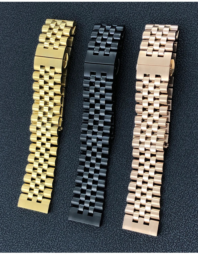 Stainless Steel Jubilee Bracelet 12mm–22mm – Straight / Curved End-ChronoCraft-Viva Timepiece