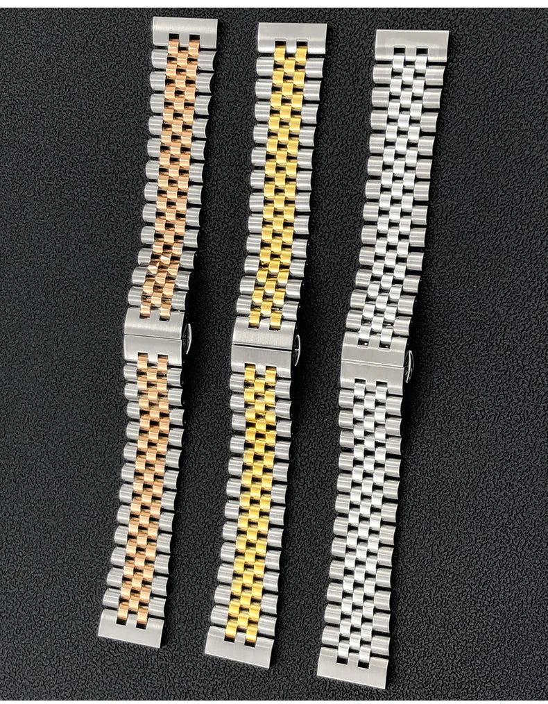 Stainless Steel Jubilee Bracelet 12mm–22mm – Straight / Curved End-ChronoCraft-Viva Timepiece