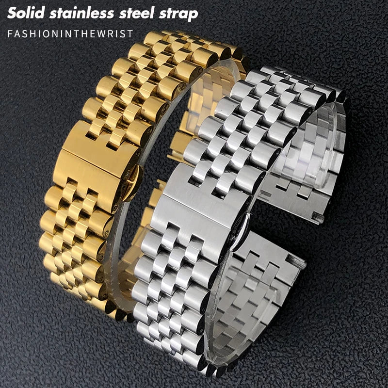 Stainless Steel Jubilee Bracelet 12mm–22mm – Straight / Curved End-ChronoCraft-Viva Timepiece