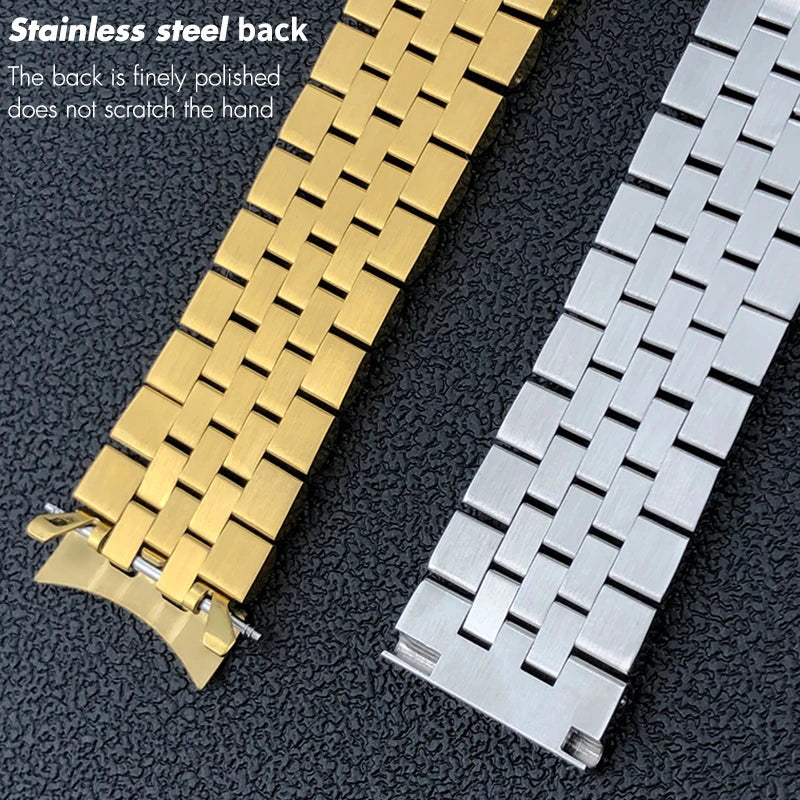 Stainless Steel Jubilee Bracelet 12mm–22mm – Straight / Curved End-ChronoCraft-Viva Timepiece
