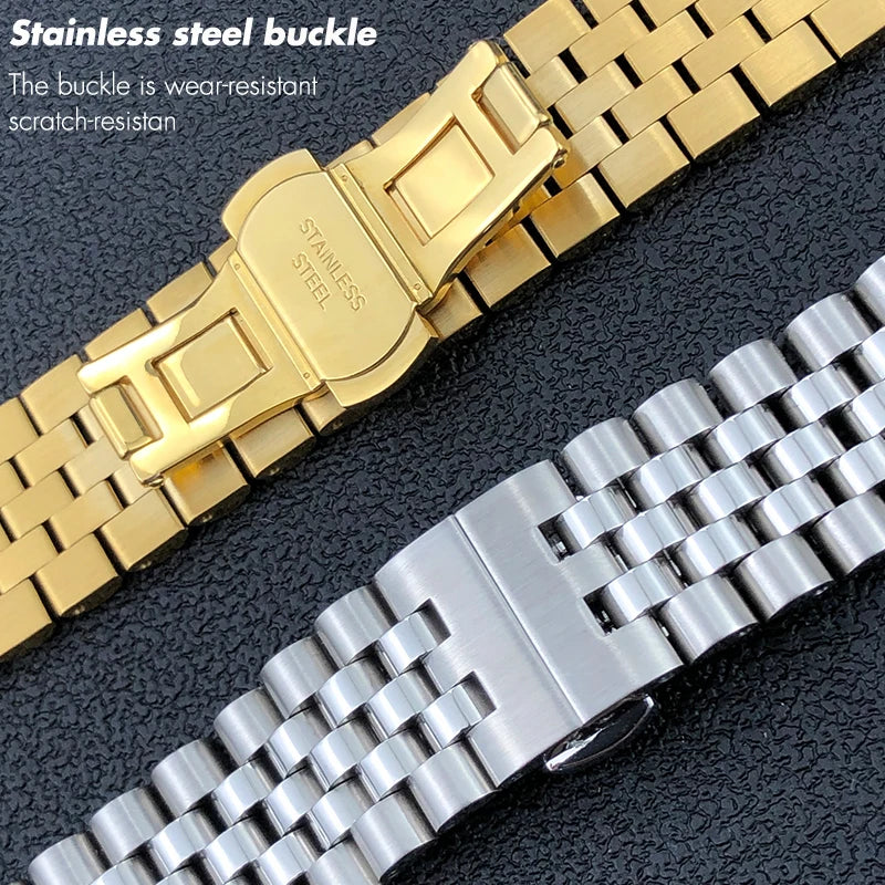 Stainless Steel Jubilee Bracelet 12mm–22mm – Straight / Curved End-ChronoCraft-Viva Timepiece