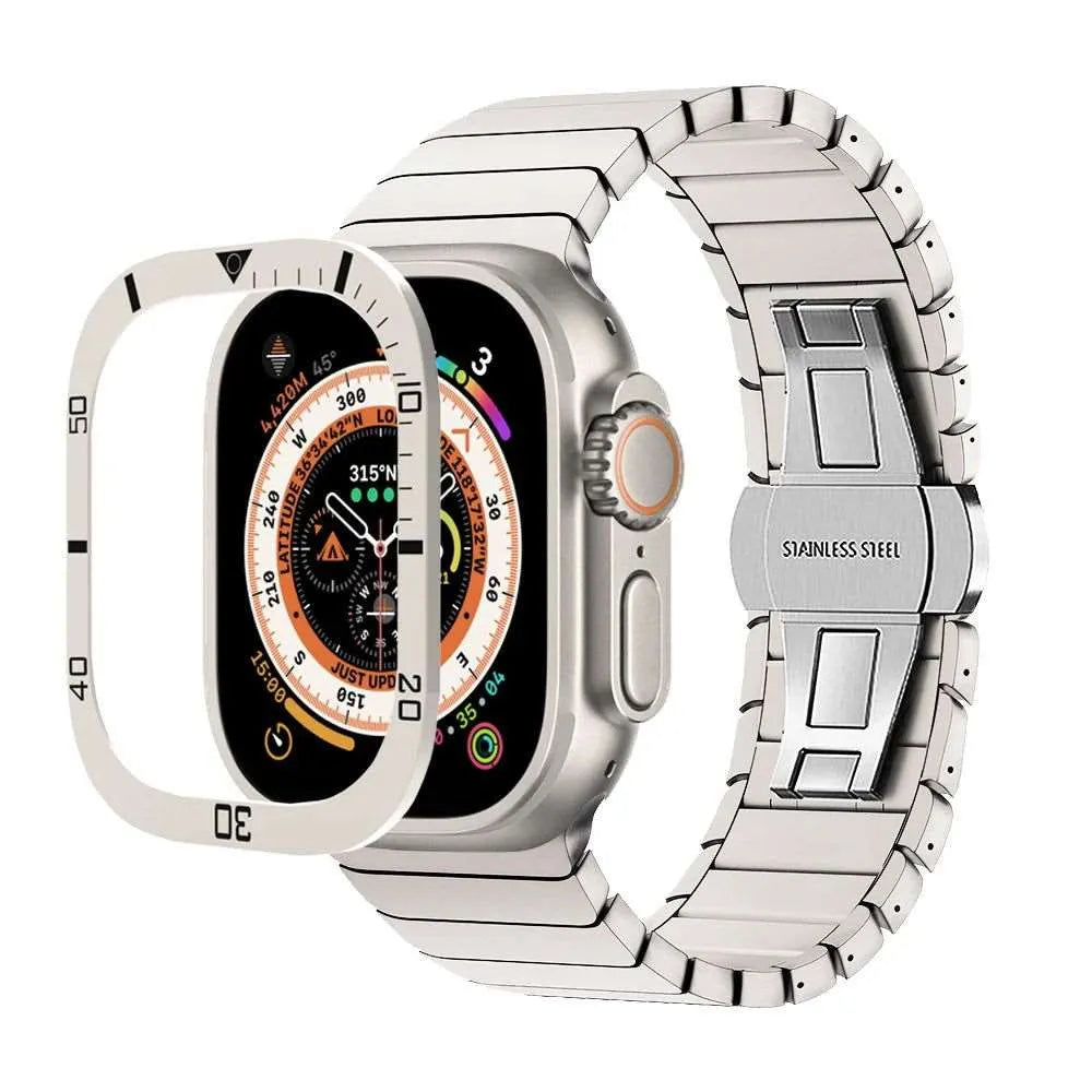 Tempered Glass Protective Bezel Frame for Apple Watch Ultra – 49mm Metal Cover-Tivra-Viva Timepiece