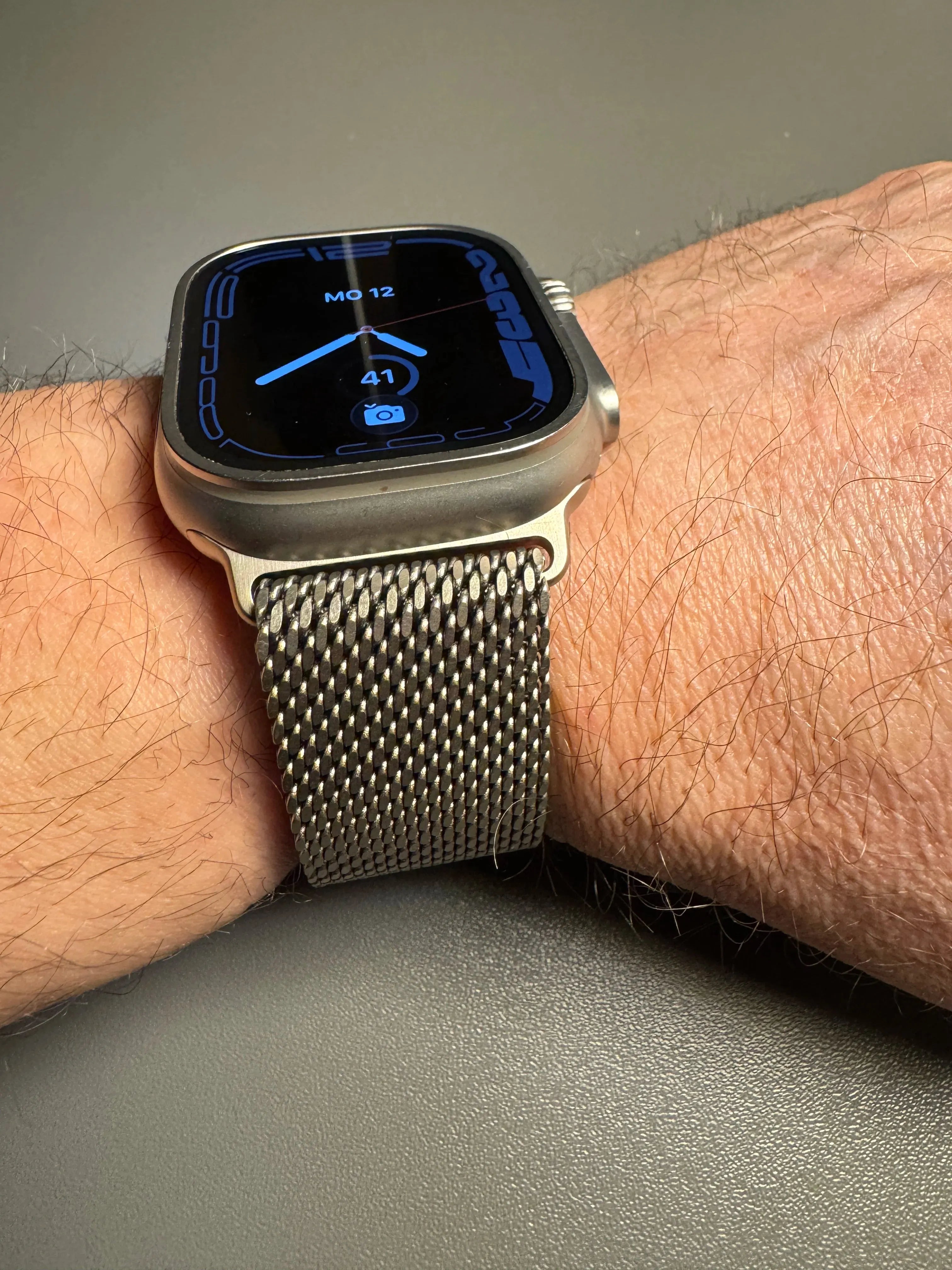 Titanium Milanese Mesh Band Compatible with Apple Watch 49mm – Parachute Buckle-Apple Watch Accessories-ModuLoop-Black-44 45 46 49MM-Viva Timepiece