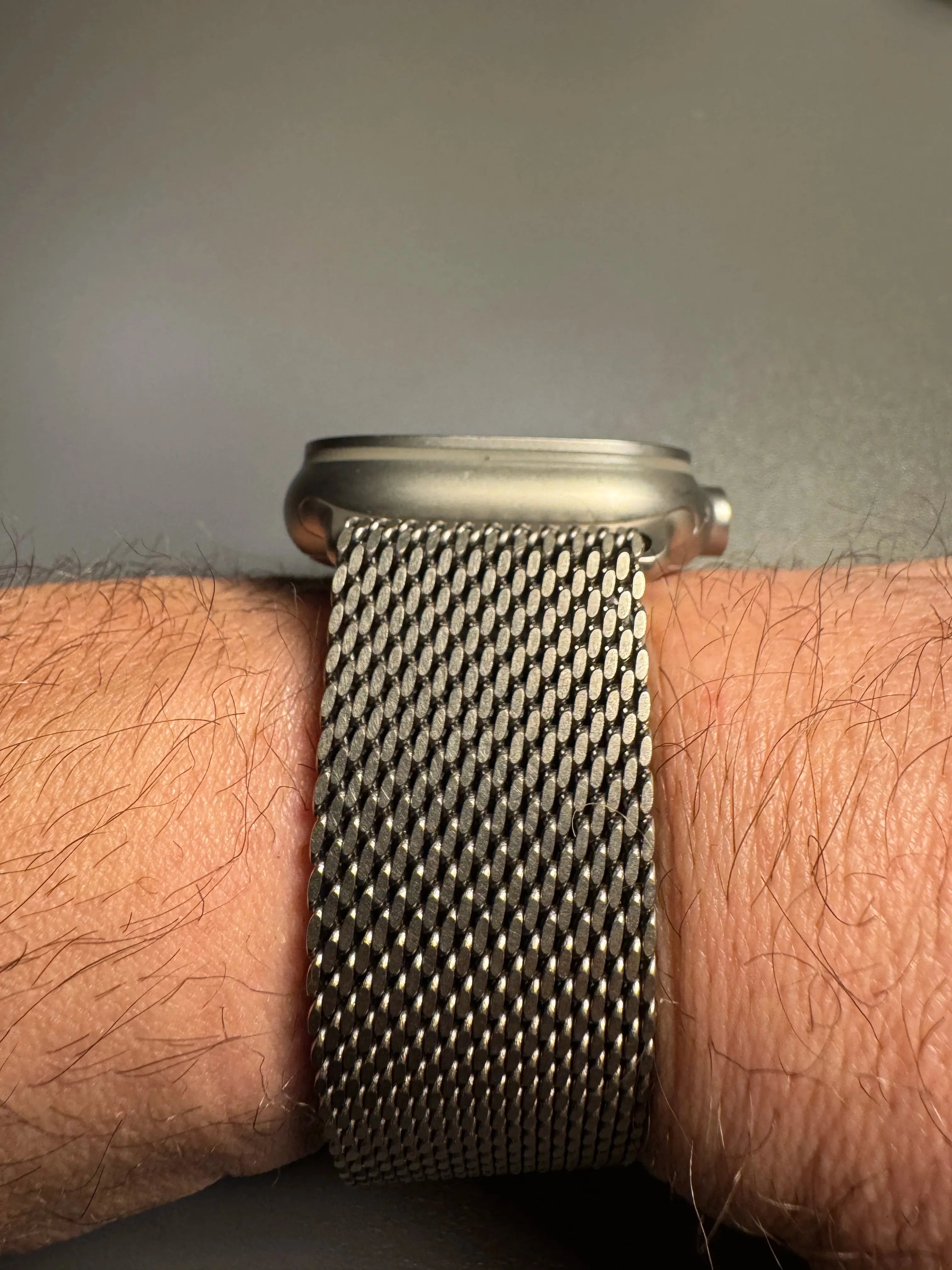 Titanium Milanese Mesh Band Compatible with Apple Watch 49mm – Parachute Buckle-Apple Watch Accessories-ModuLoop-Black-44 45 46 49MM-Viva Timepiece