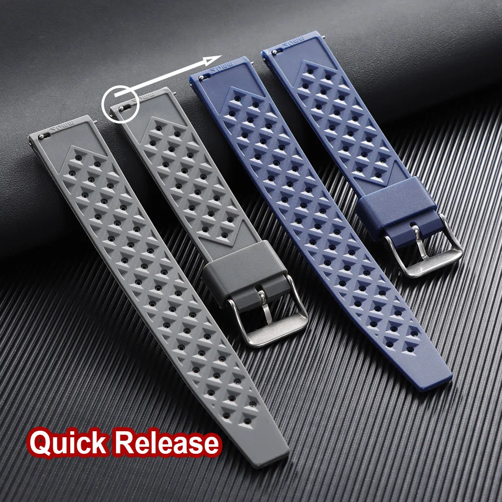 Tropical Silicone Rubber Watch Strap – Quick Release, 20mm / 22mm-VivaStraps-Viva Timepiece