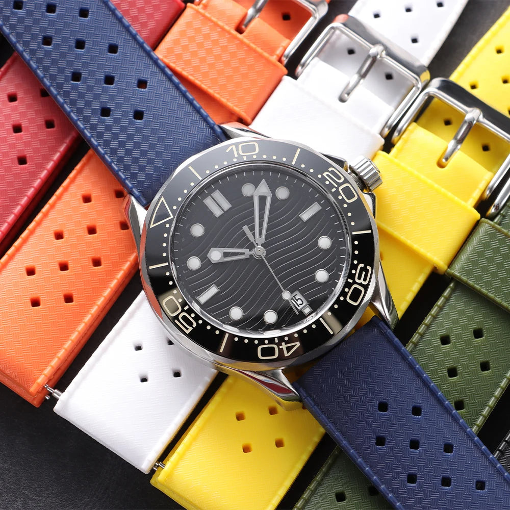 Tropical Silicone Rubber Watch Strap – Quick Release, 20mm / 22mm-VivaStraps-Viva Timepiece