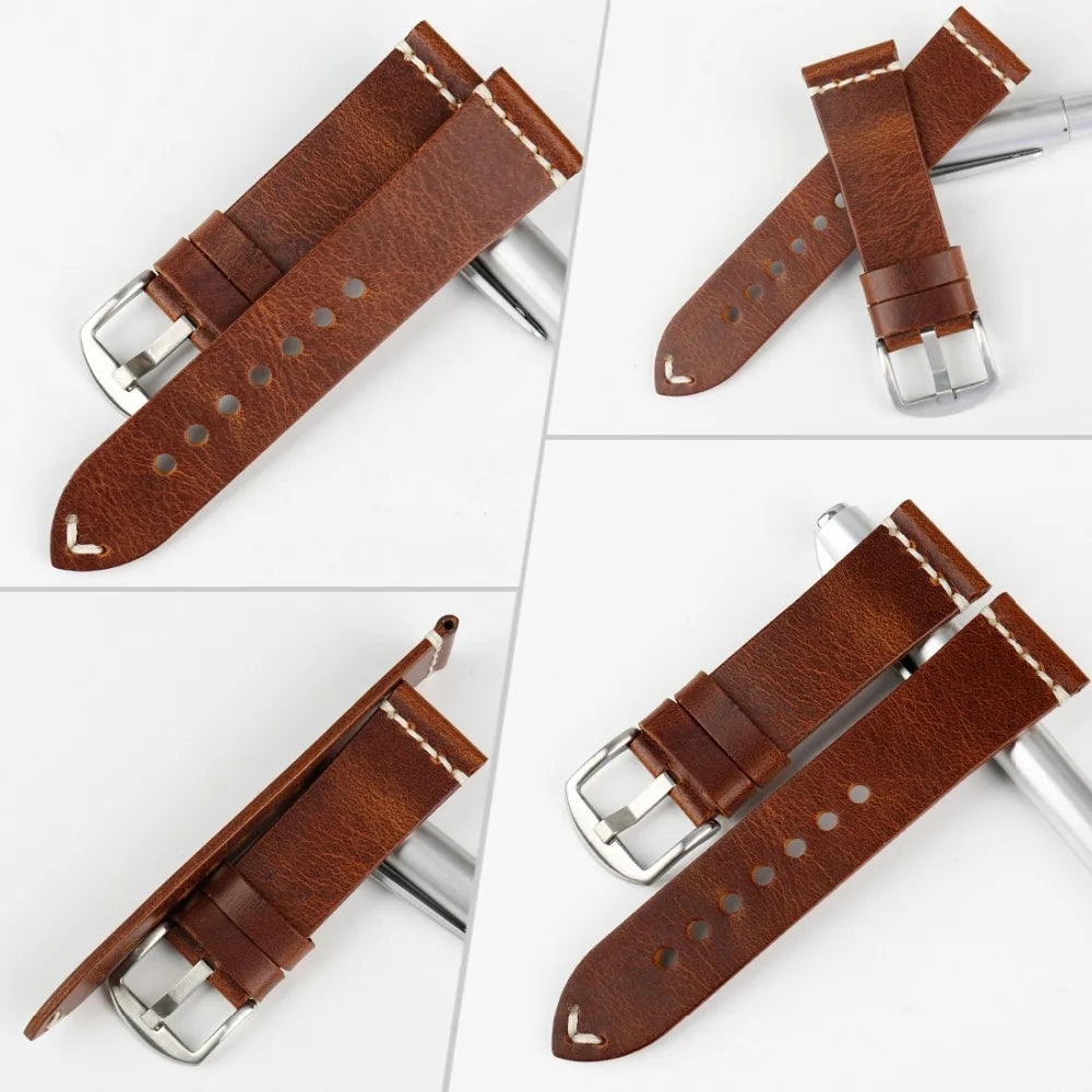 Vintage Oil Wax Cow Leather Watch Strap for Traditional Watches (20mm / 22mm / 24mm)-VivaStraps-Viva Timepiece