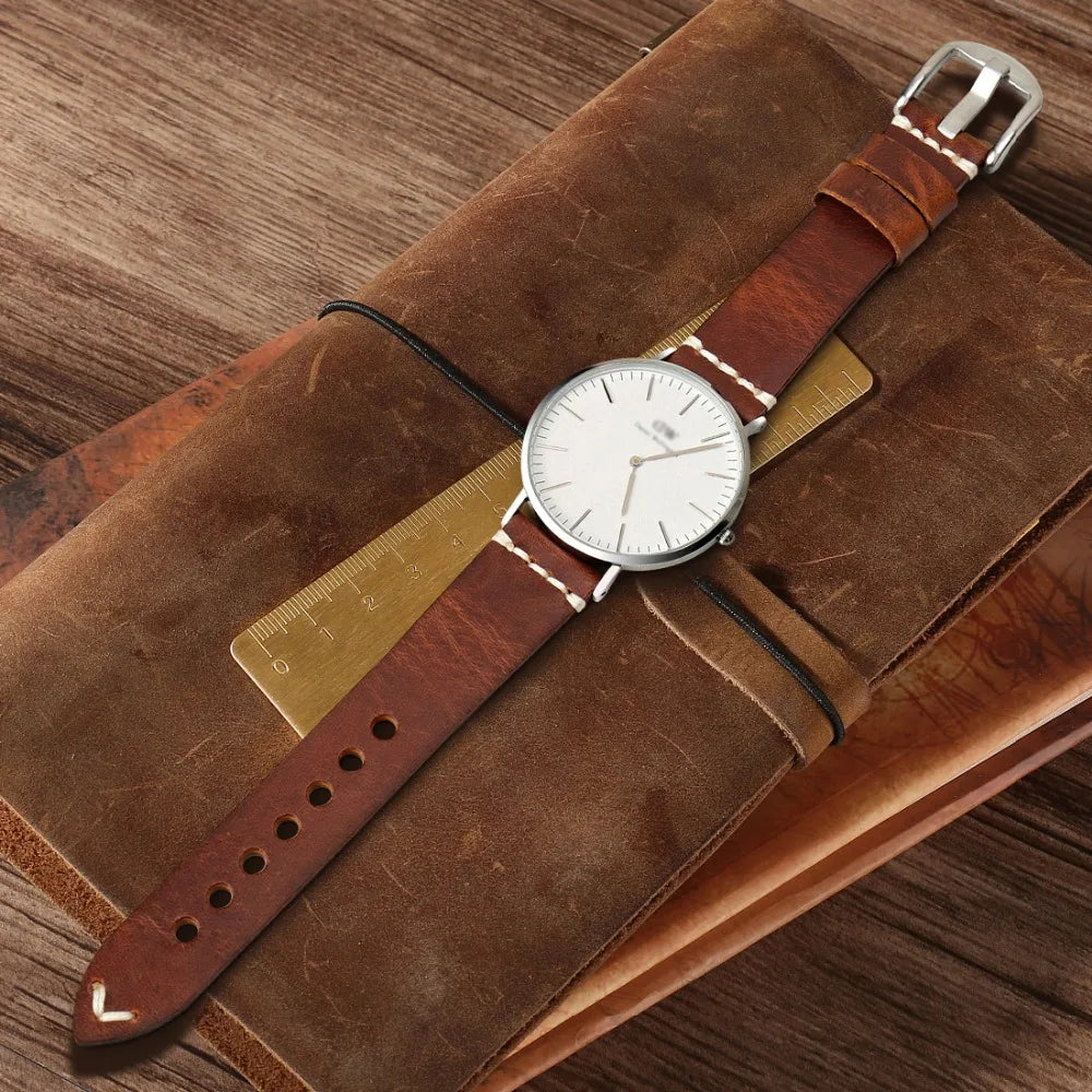 Vintage Oil Wax Cow Leather Watch Strap for Traditional Watches (20mm / 22mm / 24mm)-VivaStraps-Viva Timepiece