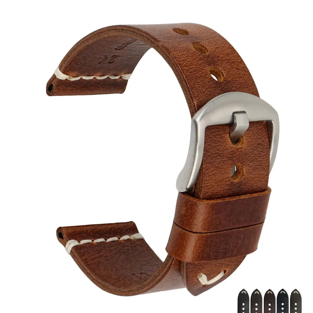 Vintage Oil Wax Cow Leather Watch Strap for Traditional Watches (20mm / 22mm / 24mm)-VivaStraps-Viva Timepiece