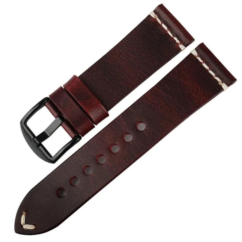 Vintage Oil Wax Cow Leather Watch Strap for Traditional Watches (20mm / 22mm / 24mm)-VivaStraps-Viva Timepiece