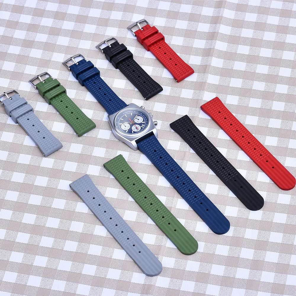 Waffle FKM Rubber Watch Strap – Quick Release, 20mm / 22mm-Straptique-Viva Timepiece