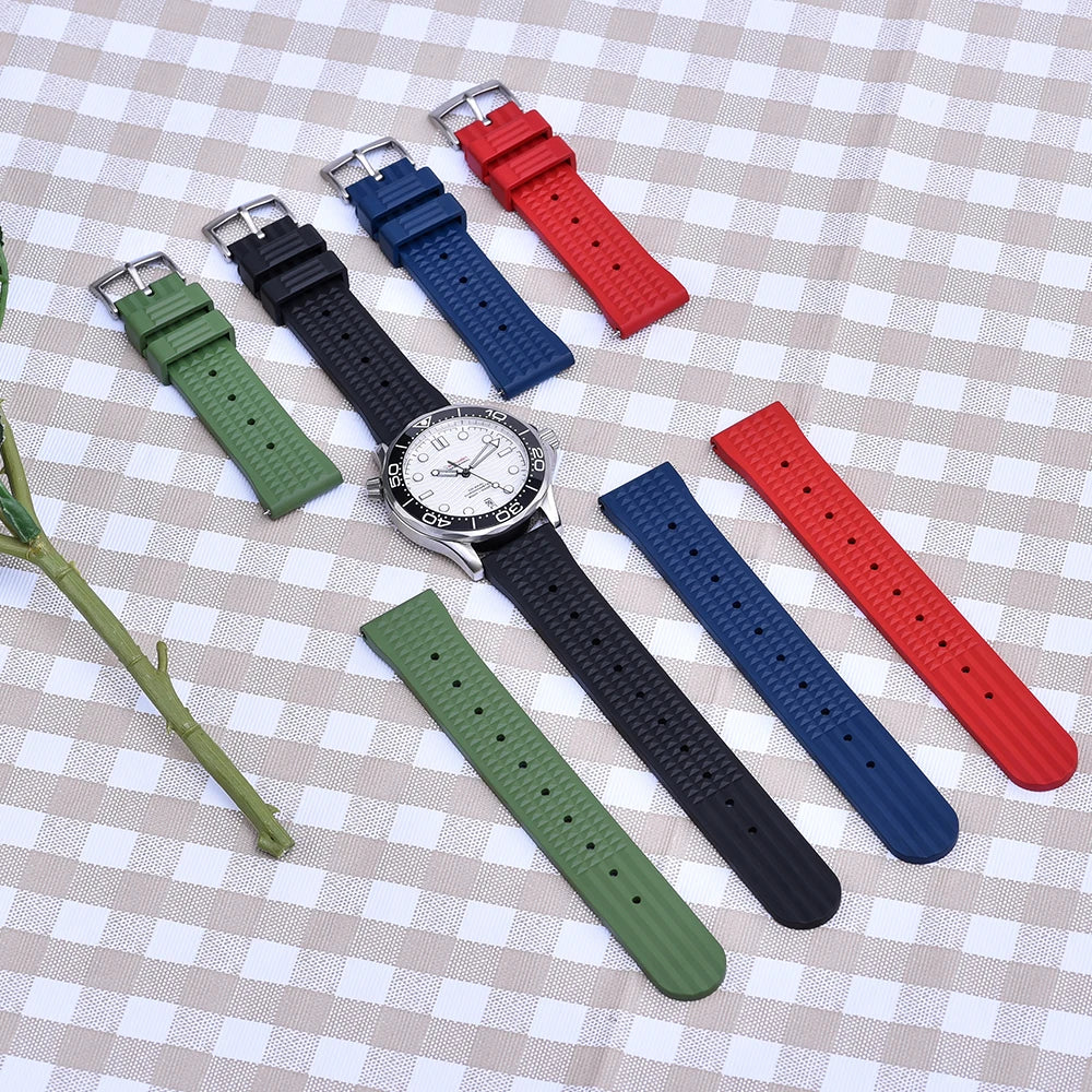 Waffle FKM Rubber Watch Strap – Quick Release, 20mm / 22mm-Straptique-Viva Timepiece
