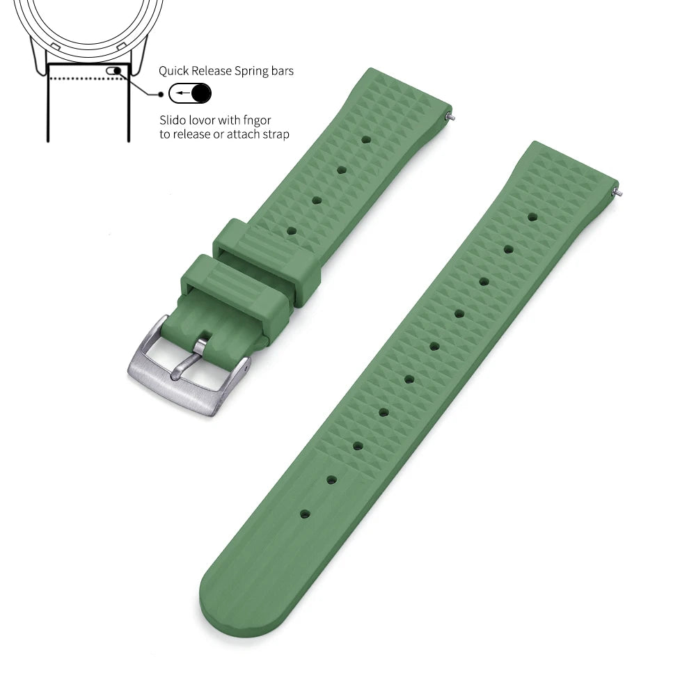 Waffle FKM Rubber Watch Strap – Quick Release, 20mm / 22mm-Straptique-Viva Timepiece