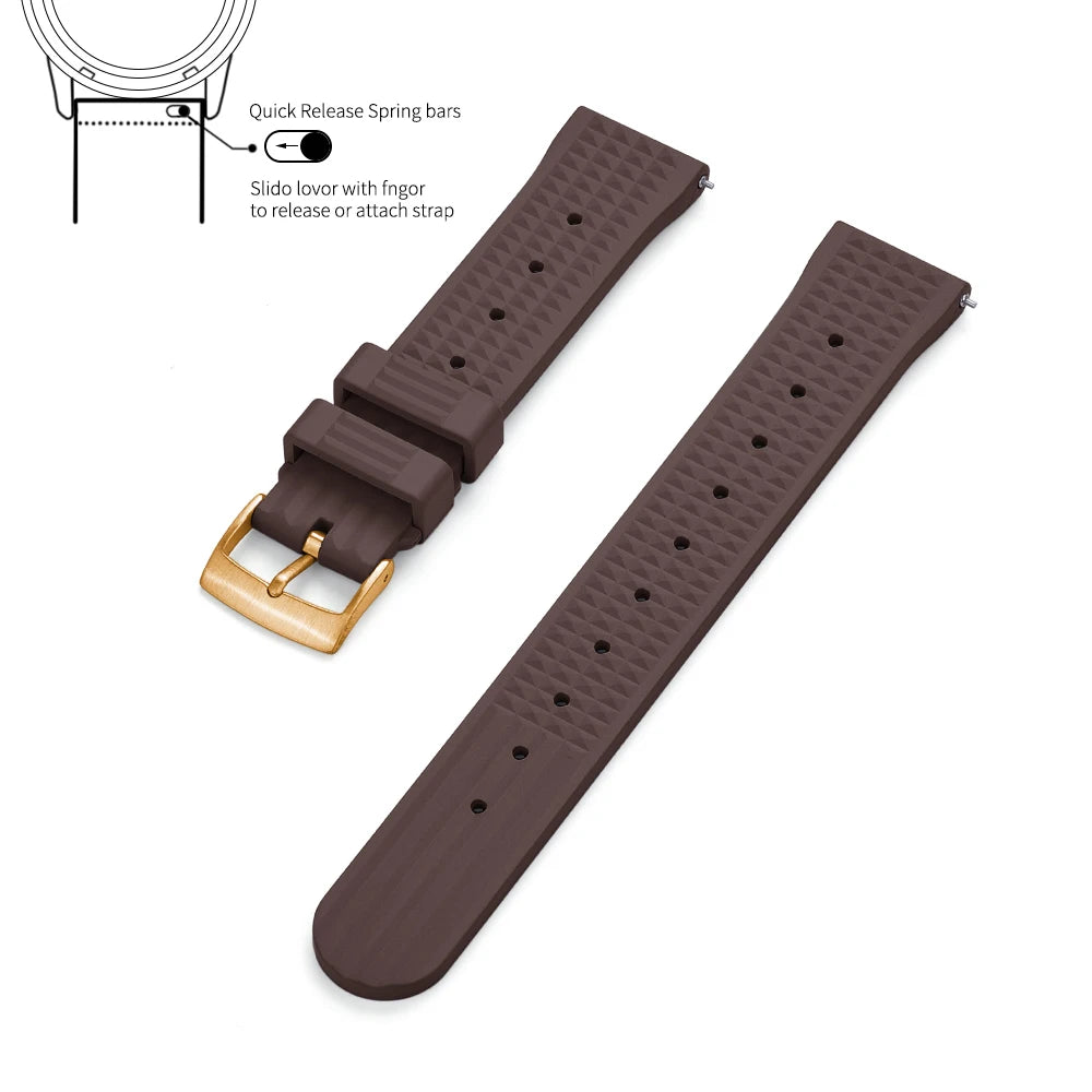 Waffle FKM Rubber Watch Strap – Quick Release, 20mm / 22mm-Straptique-Viva Timepiece