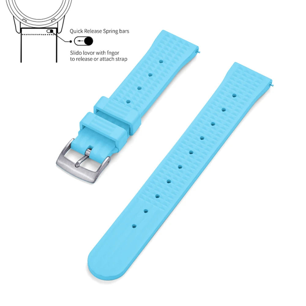 Waffle FKM Rubber Watch Strap – Quick Release, 20mm / 22mm-Straptique-Viva Timepiece