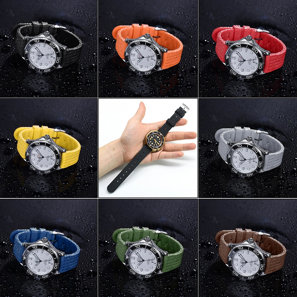 Waffle FKM Rubber Watch Strap – Quick Release, 20mm / 22mm-Straptique-Viva Timepiece