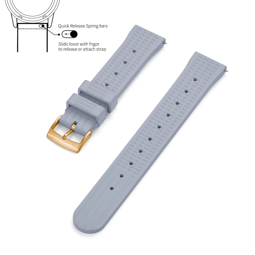 Waffle FKM Rubber Watch Strap – Quick Release, 20mm / 22mm-Straptique-Viva Timepiece
