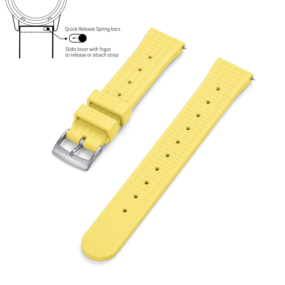 Waffle FKM Rubber Watch Strap – Quick Release, 20mm / 22mm-Straptique-Viva Timepiece
