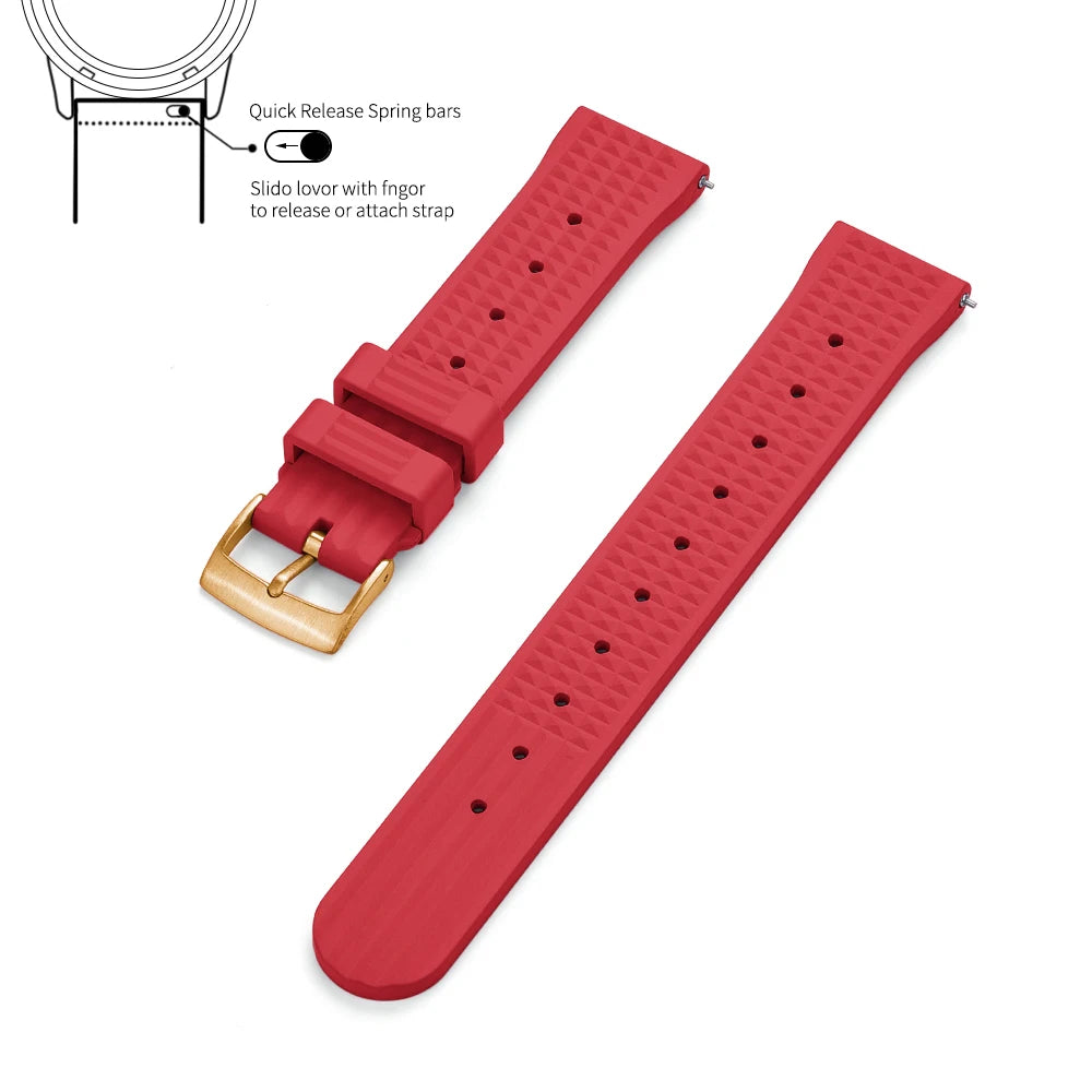 Waffle FKM Rubber Watch Strap – Quick Release, 20mm / 22mm-Straptique-Viva Timepiece
