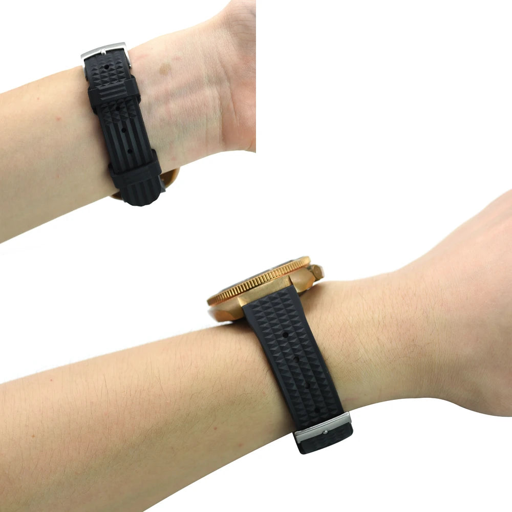 Waffle FKM Rubber Watch Strap – Quick Release, 20mm / 22mm-Straptique-Viva Timepiece