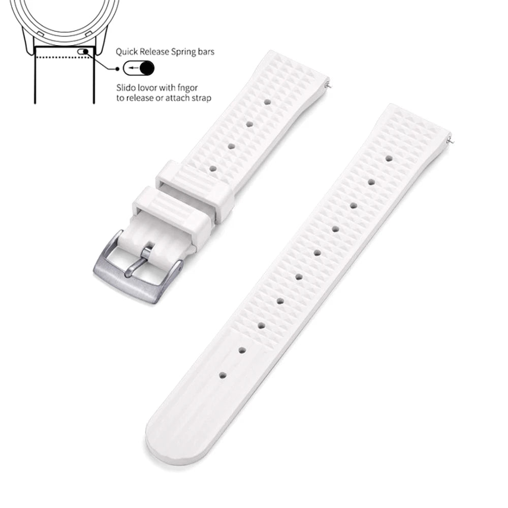 Waffle FKM Rubber Watch Strap – Quick Release, 20mm / 22mm-Straptique-Viva Timepiece