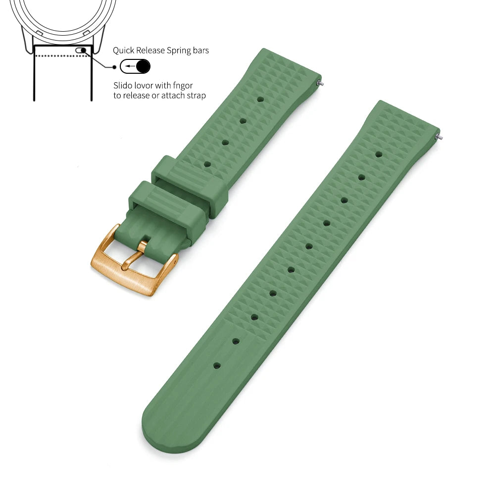 Waffle FKM Rubber Watch Strap – Quick Release, 20mm / 22mm-Straptique-Viva Timepiece