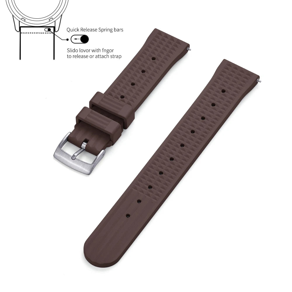 Waffle FKM Rubber Watch Strap – Quick Release, 20mm / 22mm-Straptique-Viva Timepiece