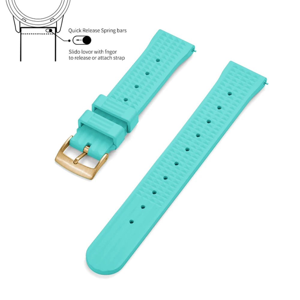 Waffle FKM Rubber Watch Strap – Quick Release, 20mm / 22mm-Straptique-Viva Timepiece