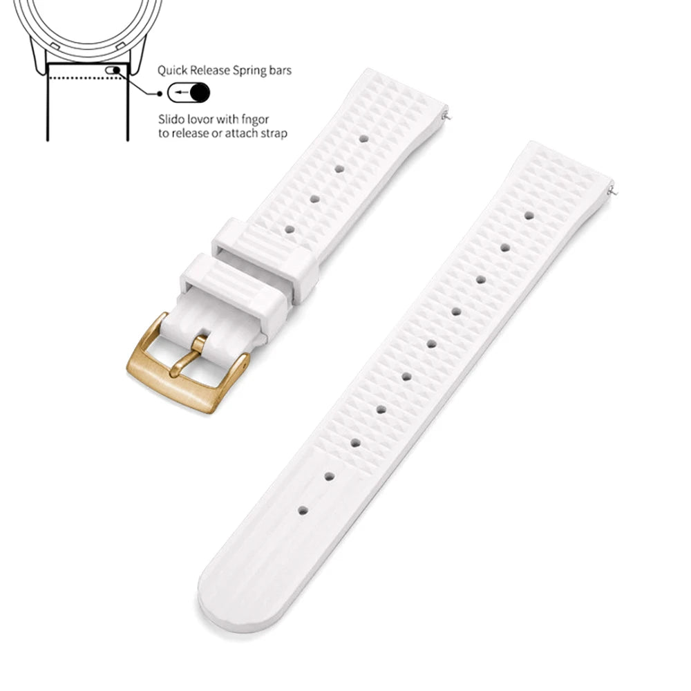 Waffle FKM Rubber Watch Strap – Quick Release, 20mm / 22mm-Straptique-Viva Timepiece