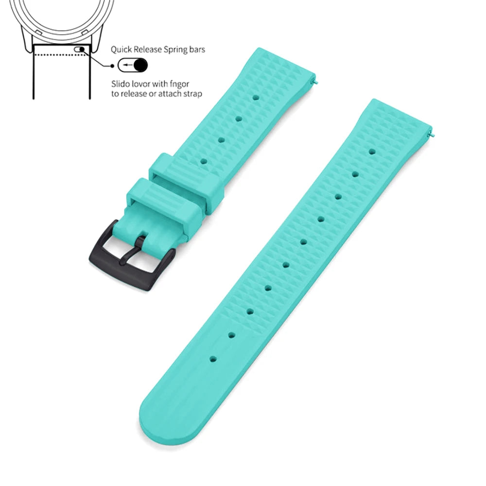 Waffle FKM Rubber Watch Strap – Quick Release, 20mm / 22mm-Straptique-Viva Timepiece