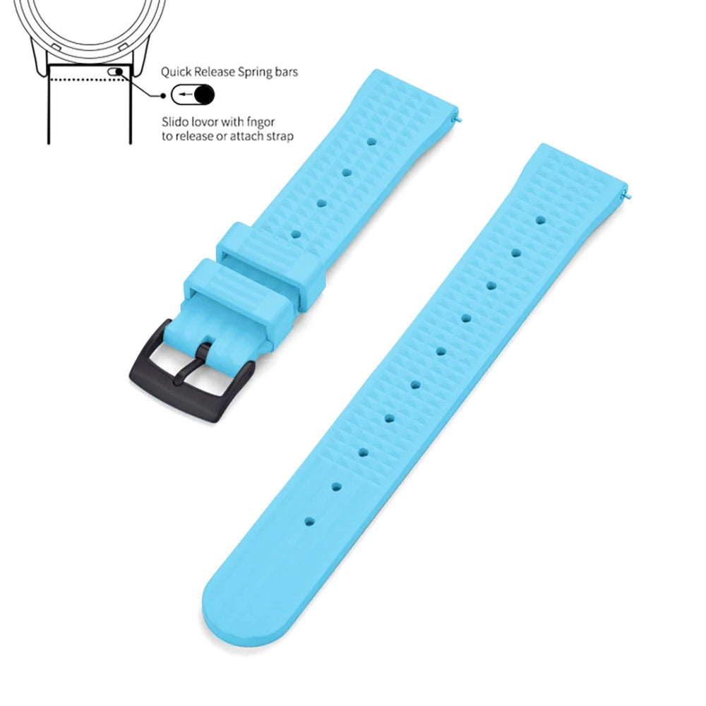 Waffle FKM Rubber Watch Strap – Quick Release, 20mm / 22mm-Straptique-Viva Timepiece
