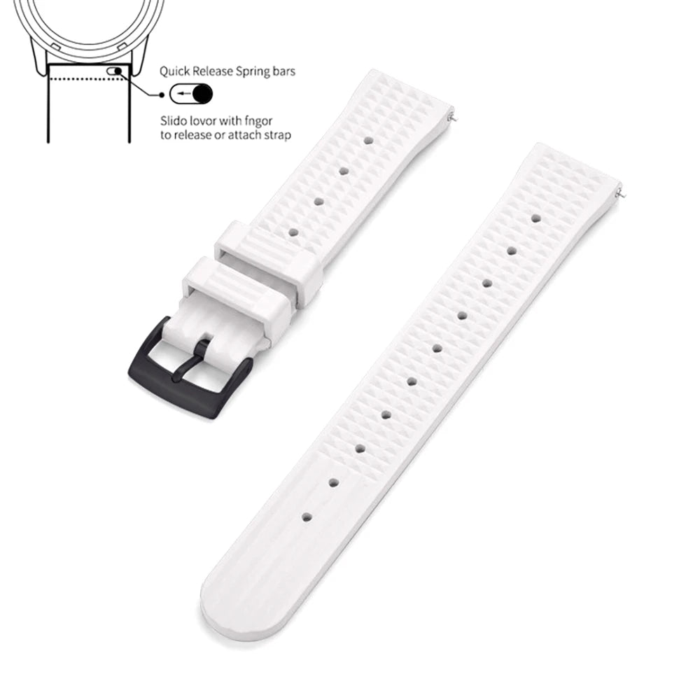 Waffle FKM Rubber Watch Strap – Quick Release, 20mm / 22mm-Straptique-Viva Timepiece
