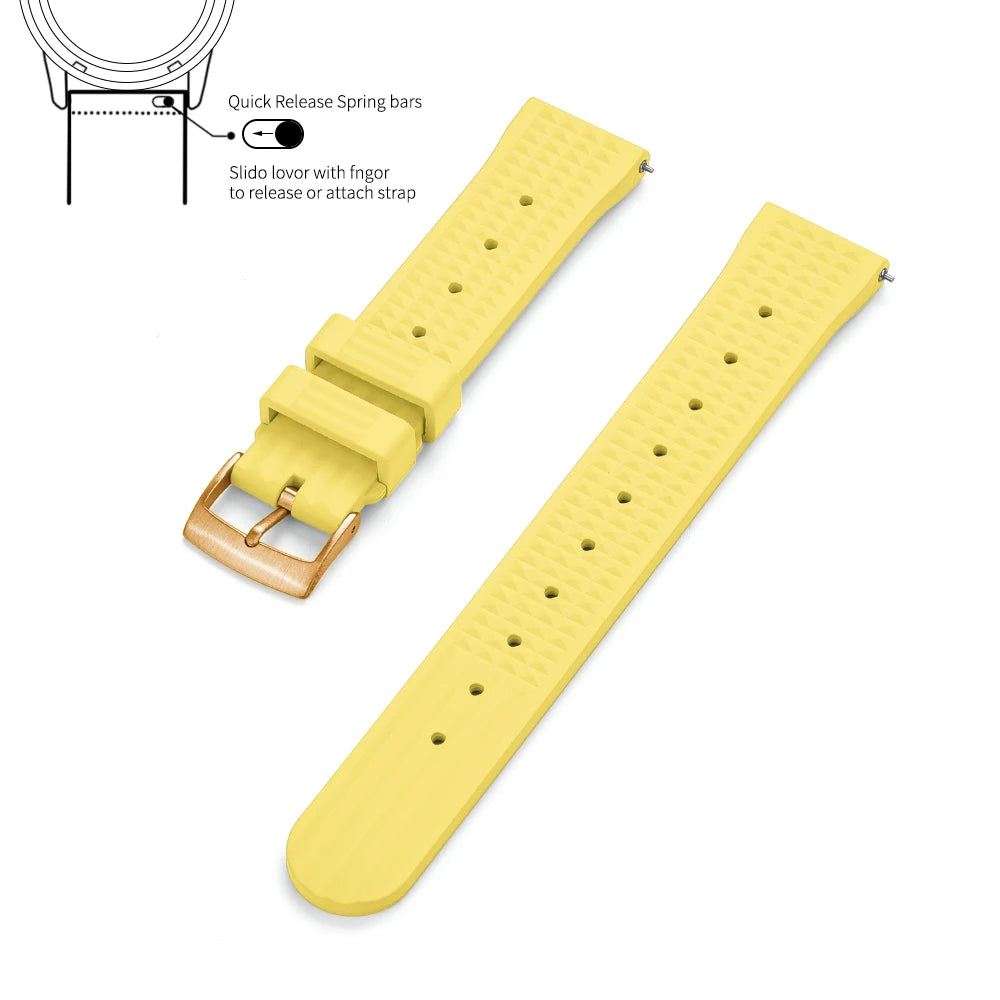 Waffle FKM Rubber Watch Strap – Quick Release, 20mm / 22mm-Straptique-Viva Timepiece