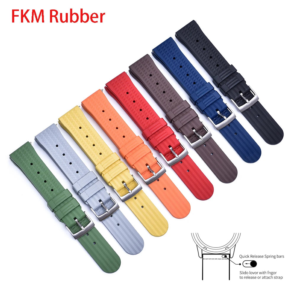 Waffle FKM Rubber Watch Strap – Quick Release, 20mm / 22mm-Straptique-Viva Timepiece