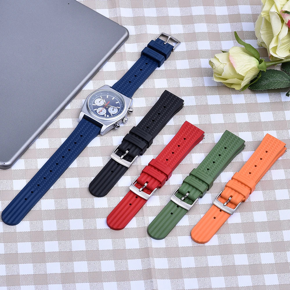 Waffle FKM Rubber Watch Strap – Quick Release, 20mm / 22mm-Straptique-Viva Timepiece
