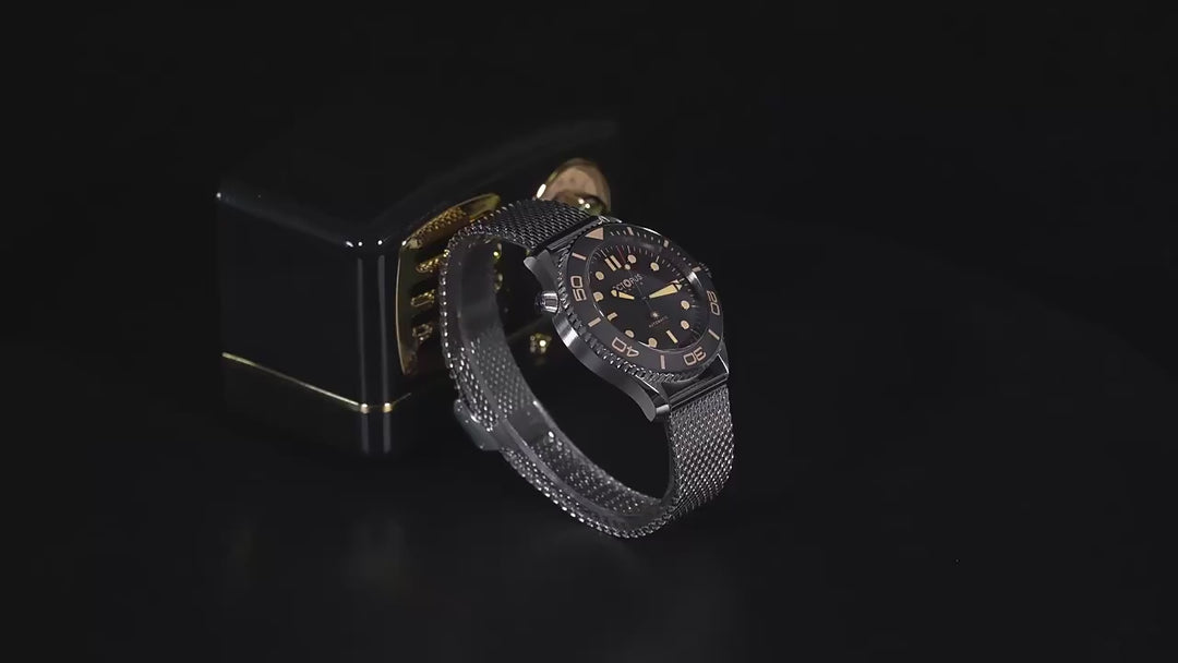 Octopus Kraken 007 Diving Homage Watches - Watches - 42 mm, Automatic, Mesh Retro Black - Viva Timepiece