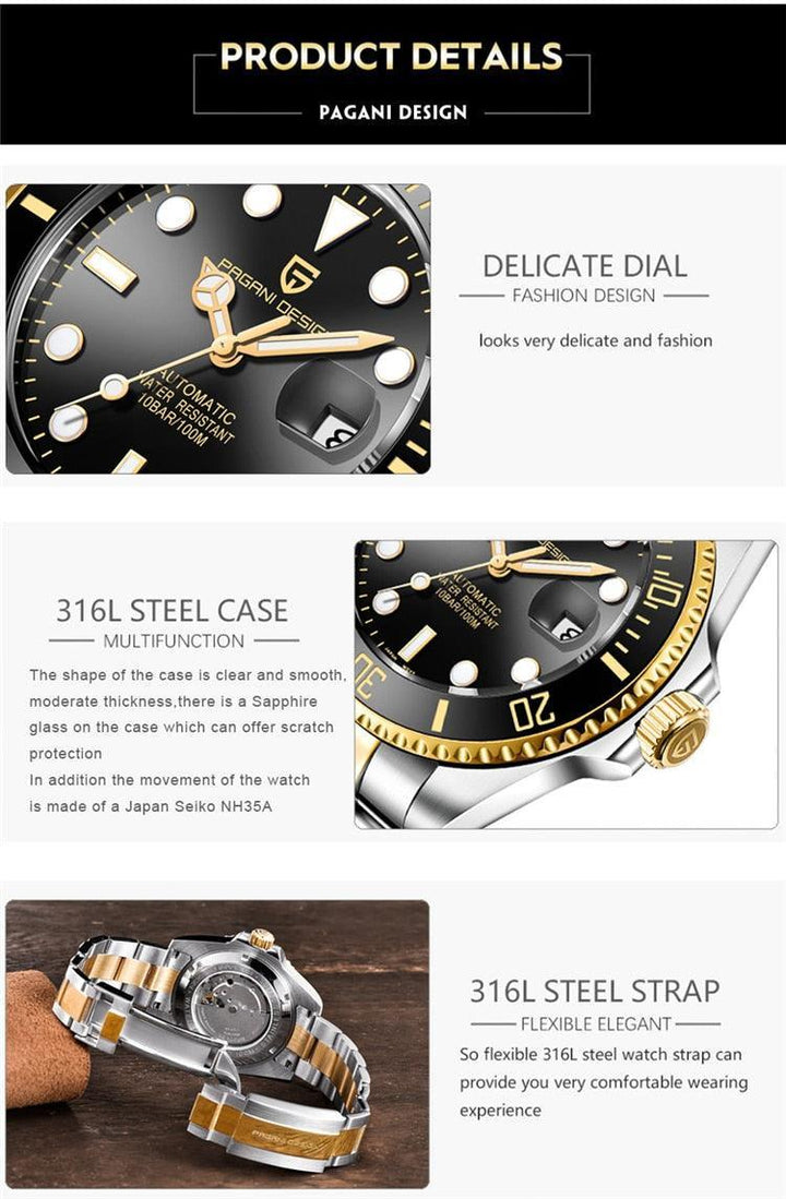 Pagani Design Submariner Date Homage Watches - Watches - Automatic, Ceramic, men - Viva Timepiece